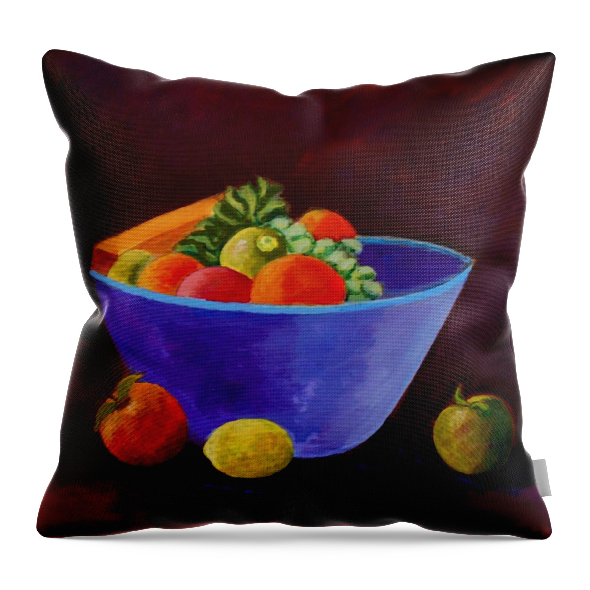 Still Life Throw Pillow featuring the painting Still life with fruits by Konstantinos Charalampopoulos