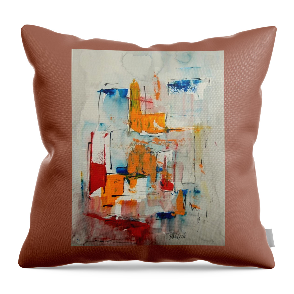  Throw Pillow featuring the painting Stillness and Motion #1 by Dick Richards