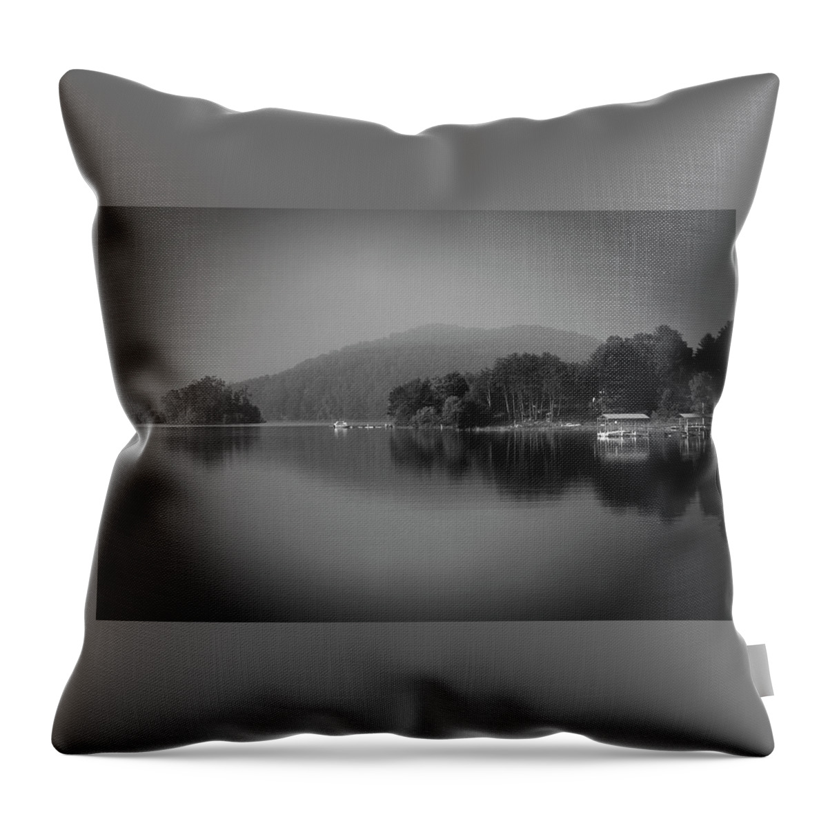Black And White Throw Pillow featuring the photograph Stillness on Lake Chatuge by James C Richardson
