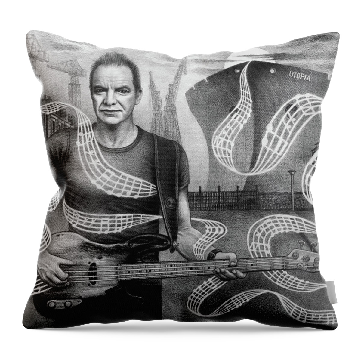 Bestseller Throw Pillow featuring the drawing Sting by Michael Lightsey
