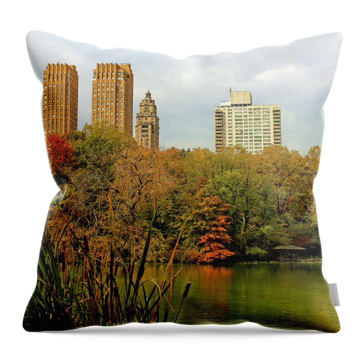New York Throw Pillow featuring the photograph stone bridge in Central Park by Geraldine Scull