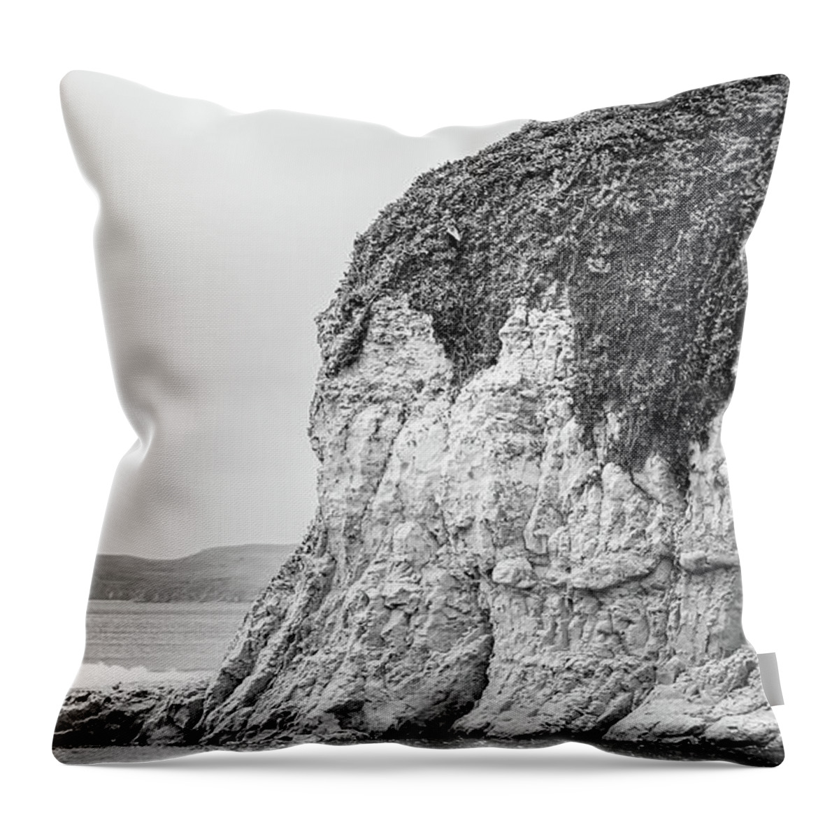 Beach Throw Pillow featuring the photograph Stone Cliff in the Sea by Mike Fusaro
