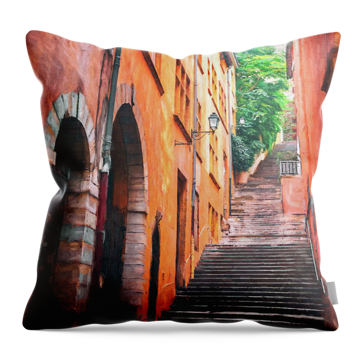 Lyon Throw Pillow featuring the photograph Stone Steps of Vieux Lyon France by Carol Japp