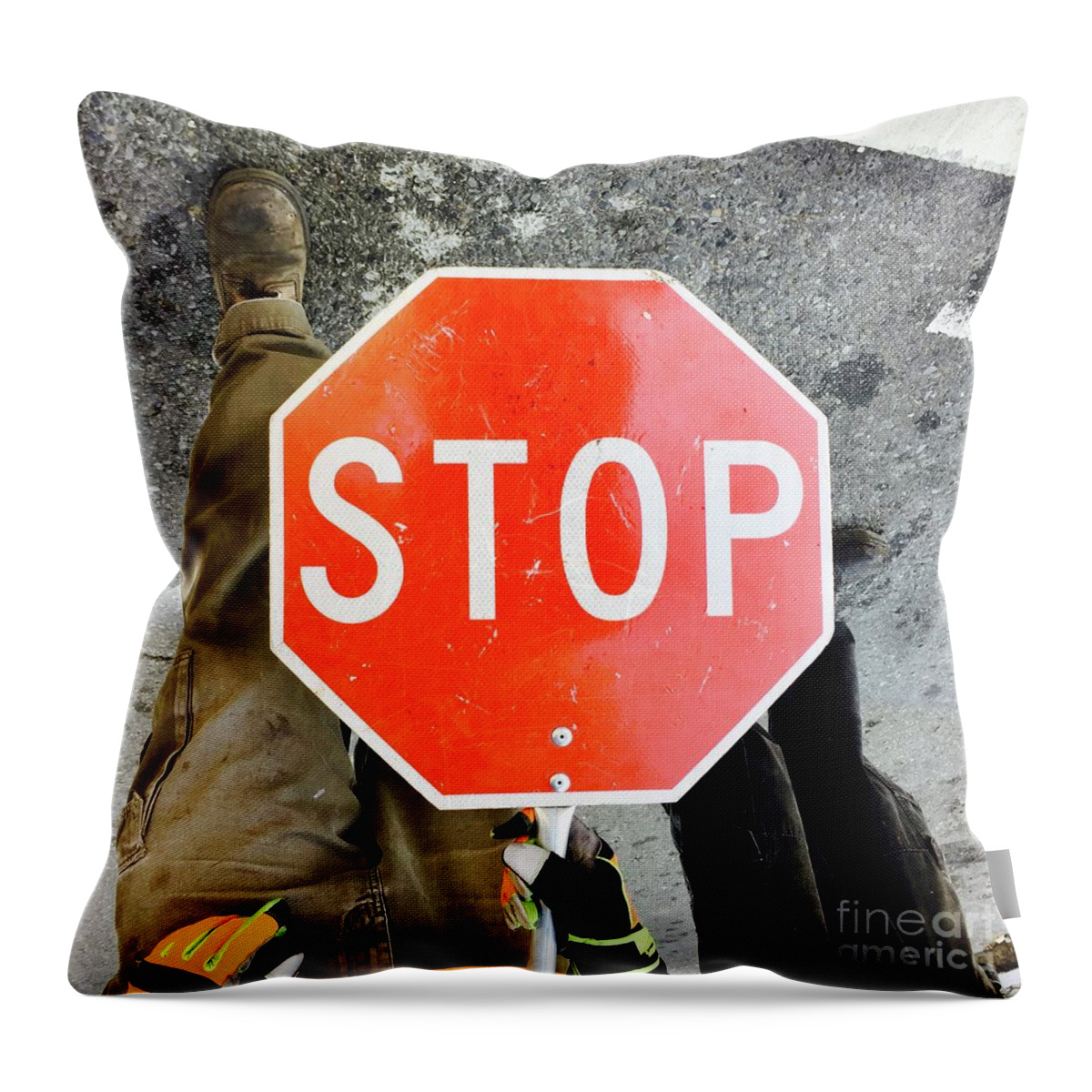 Stop Sign Throw Pillow featuring the photograph Stop 1-2 by J Doyne Miller