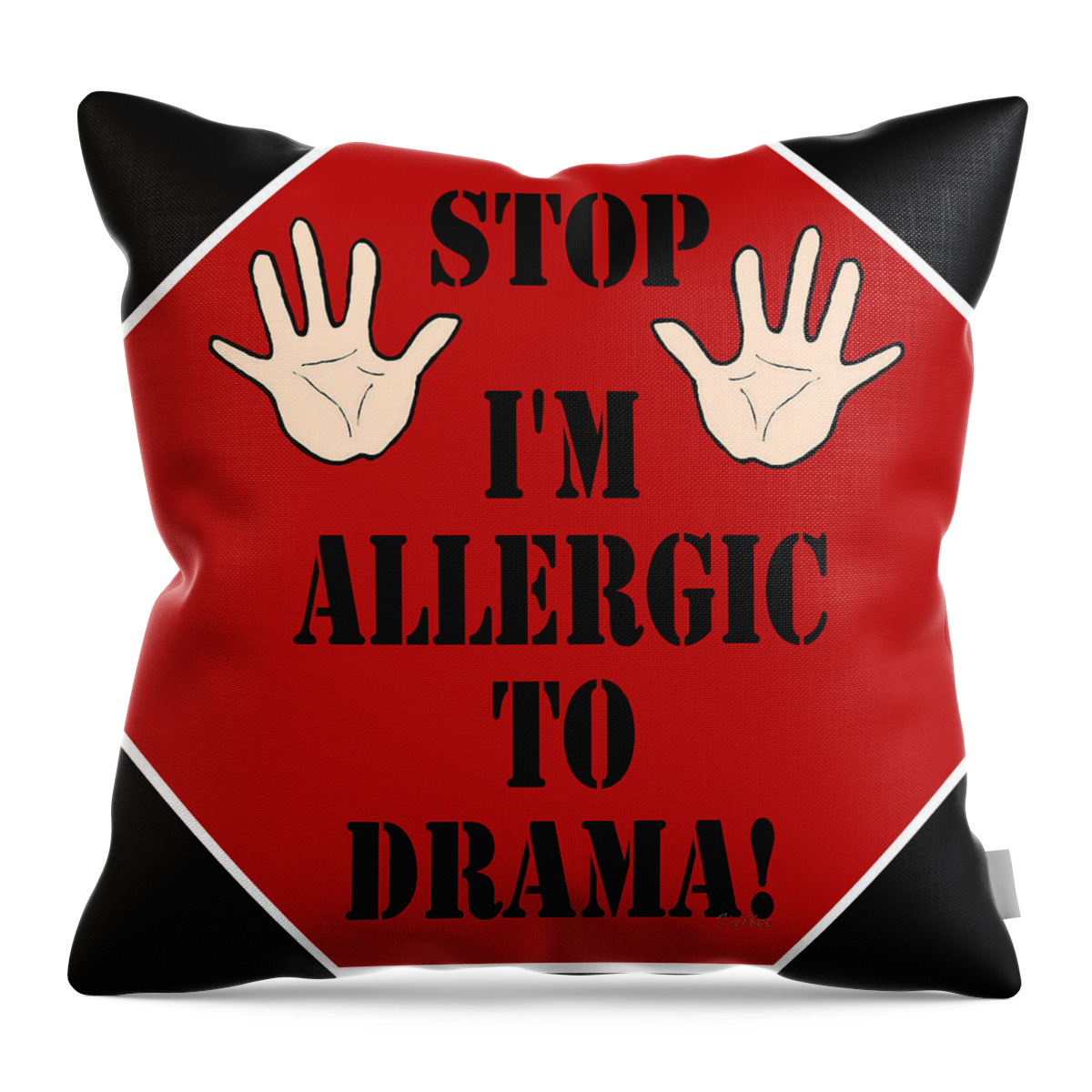Drama Throw Pillow featuring the digital art Stop Sign Drama by Vallee Johnson