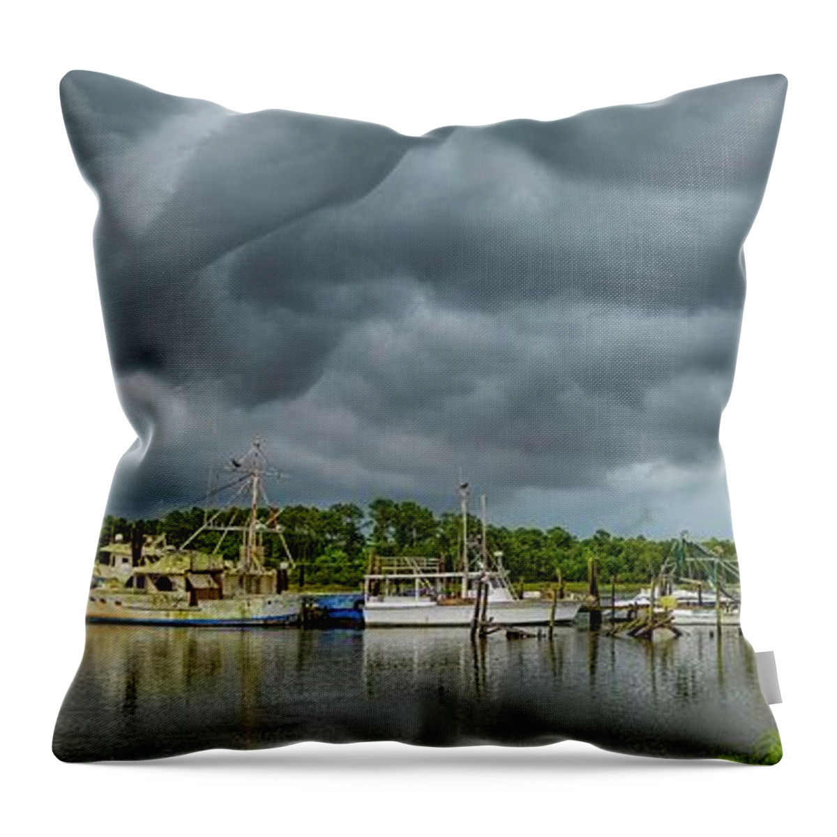 Alabama Throw Pillow featuring the photograph Storm Clouds on the Bon Secour Alabama by Michael Thomas