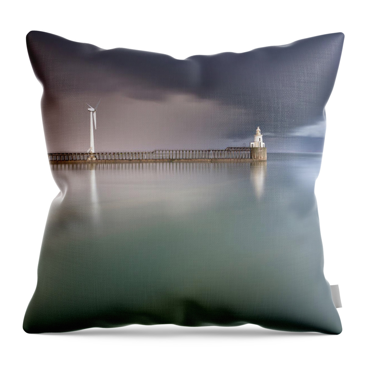 Storm Throw Pillow featuring the photograph Storm Front - Blyth Pier by Anita Nicholson