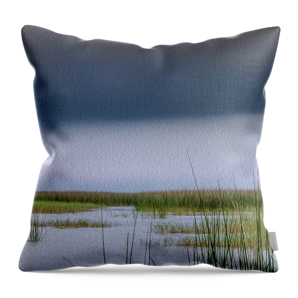 Storm Throw Pillow featuring the digital art Storm on Lake Okeechobee by Patti Powers