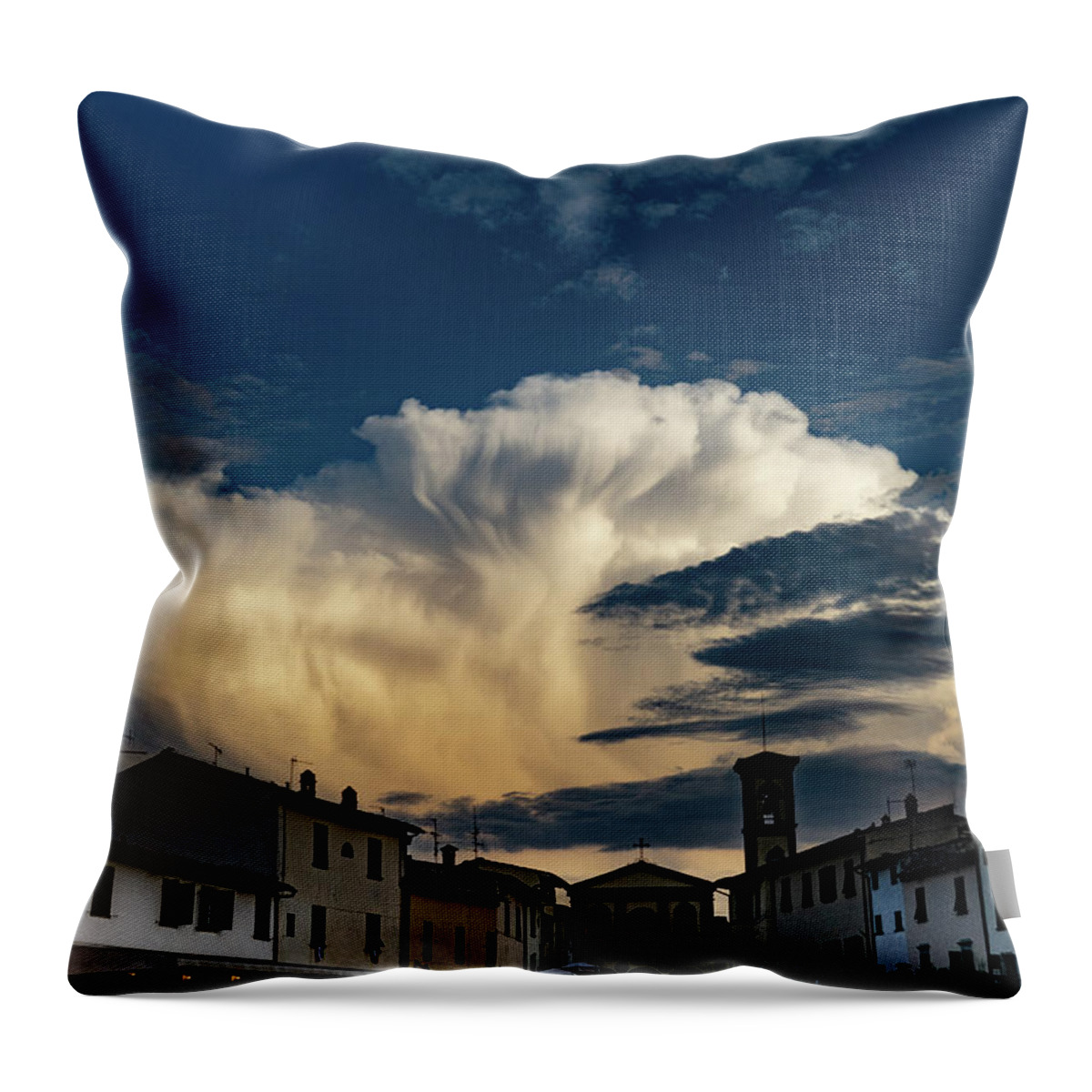 Italy Throw Pillow featuring the photograph Storm over Greve in Chianti by Marian Tagliarino