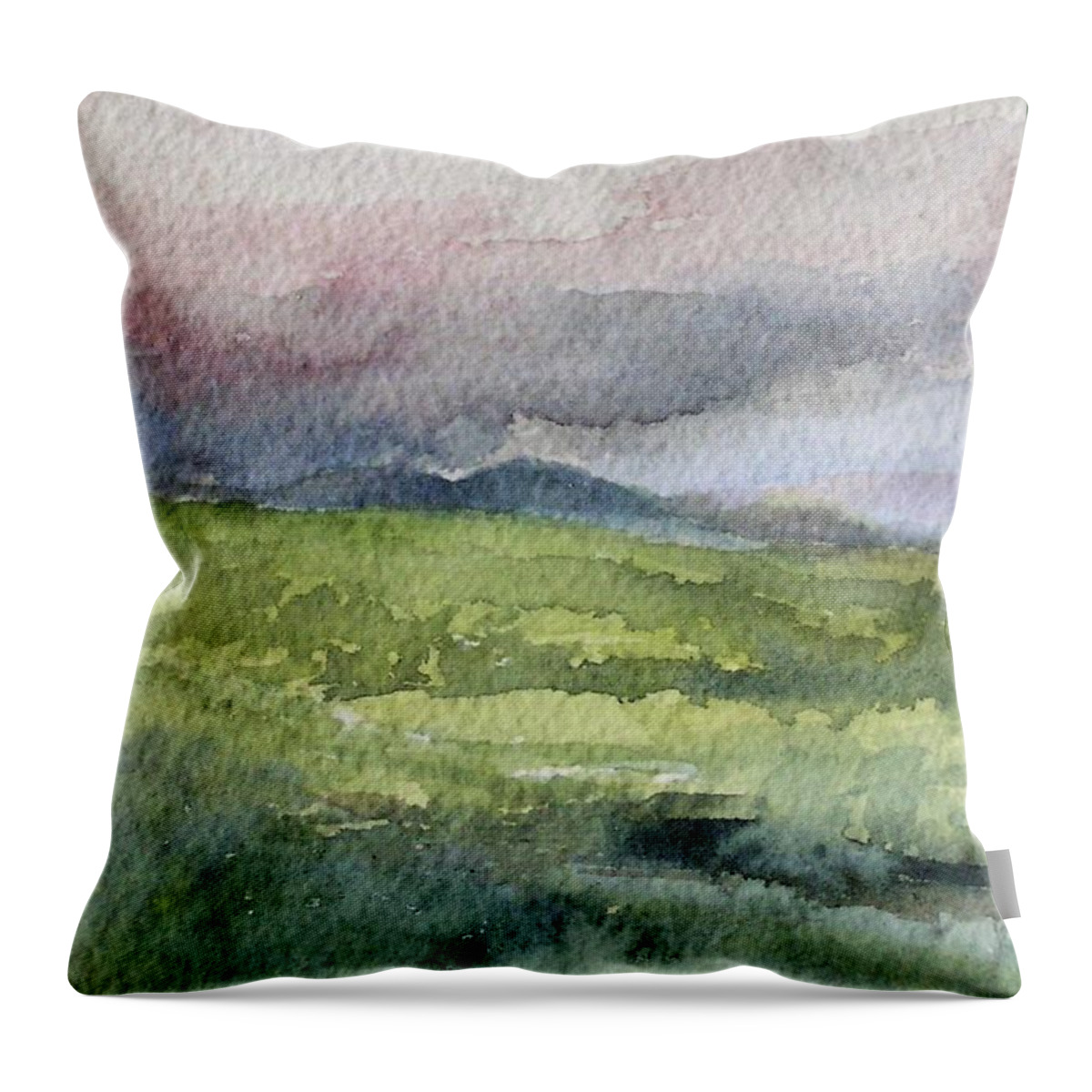 Watercolor Throw Pillow featuring the painting Stormy Skies by Laurie Rohner