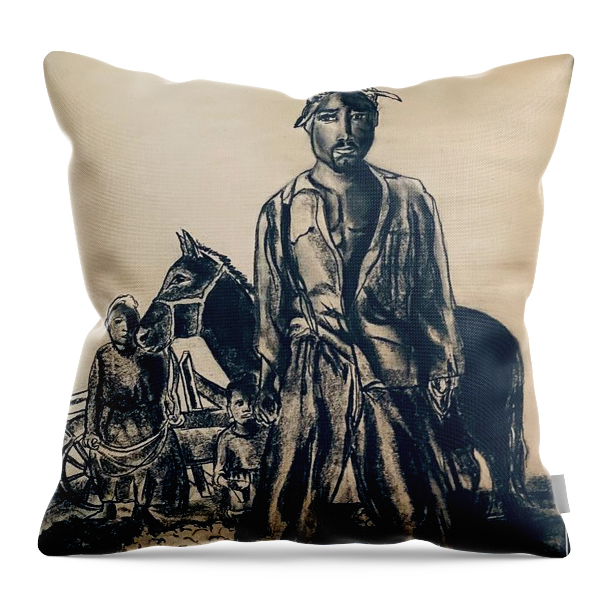 Throw Pillow featuring the drawing Stormy weather by Angie ONeal