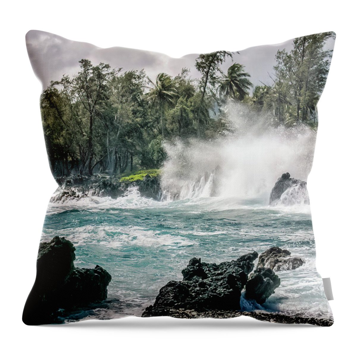 Al Andersen Throw Pillow featuring the photograph Stormy Weather At Ke'anae by Al Andersen