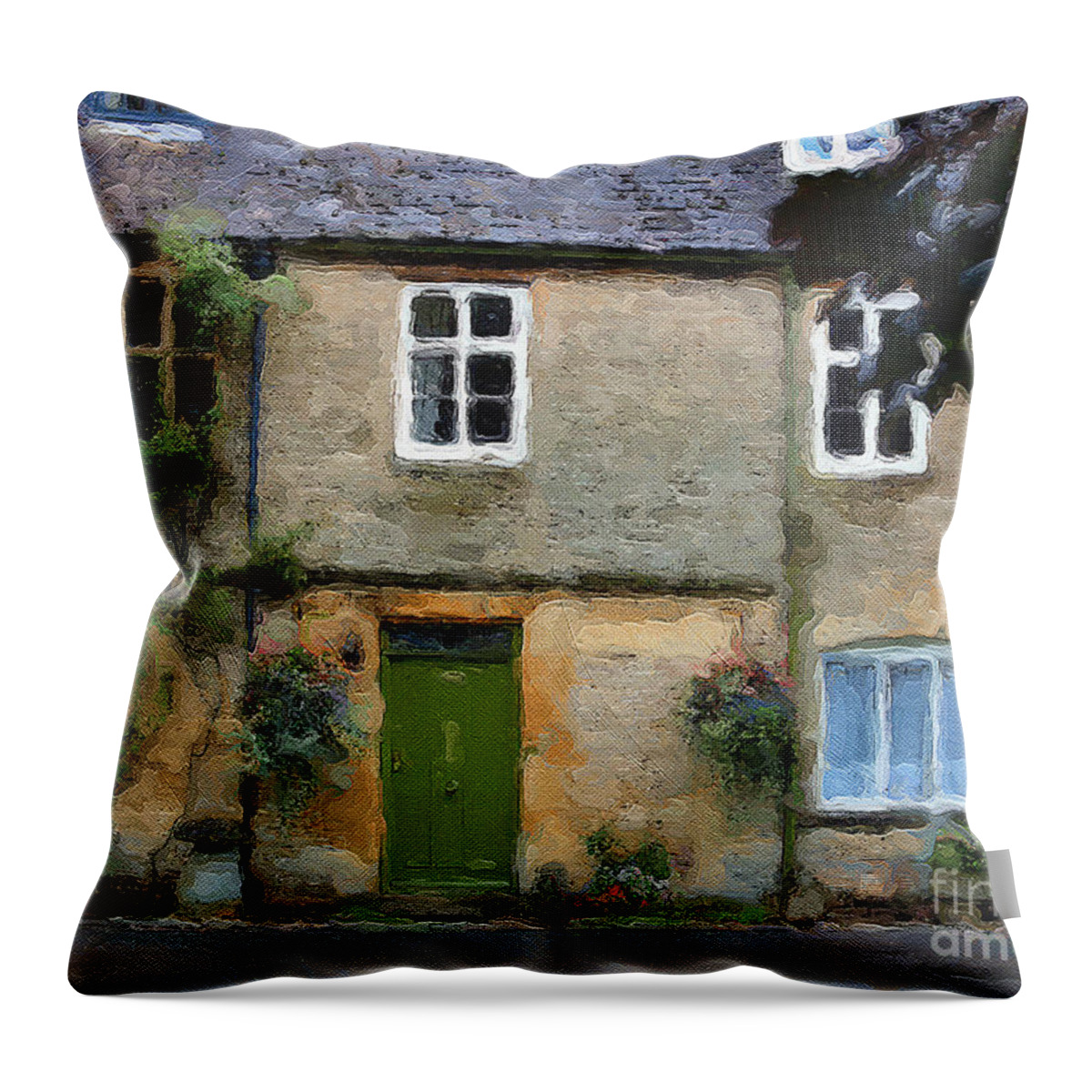 Stow-in-the-wold Throw Pillow featuring the photograph Stow Facade by Brian Watt