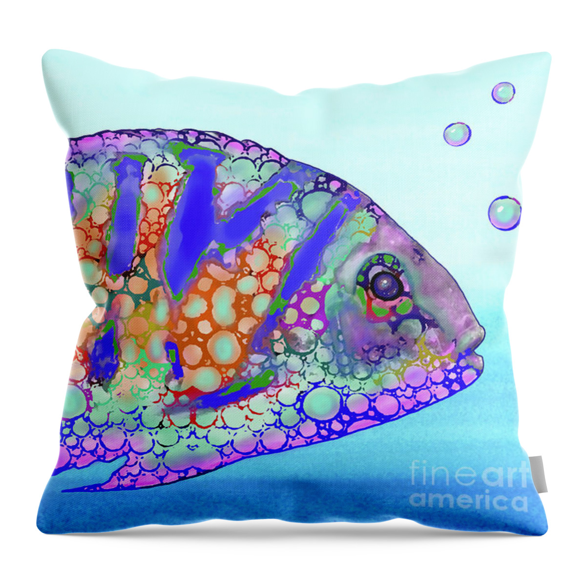 Fish Throw Pillow featuring the mixed media Strange Fish Design 183 by Lucie Dumas