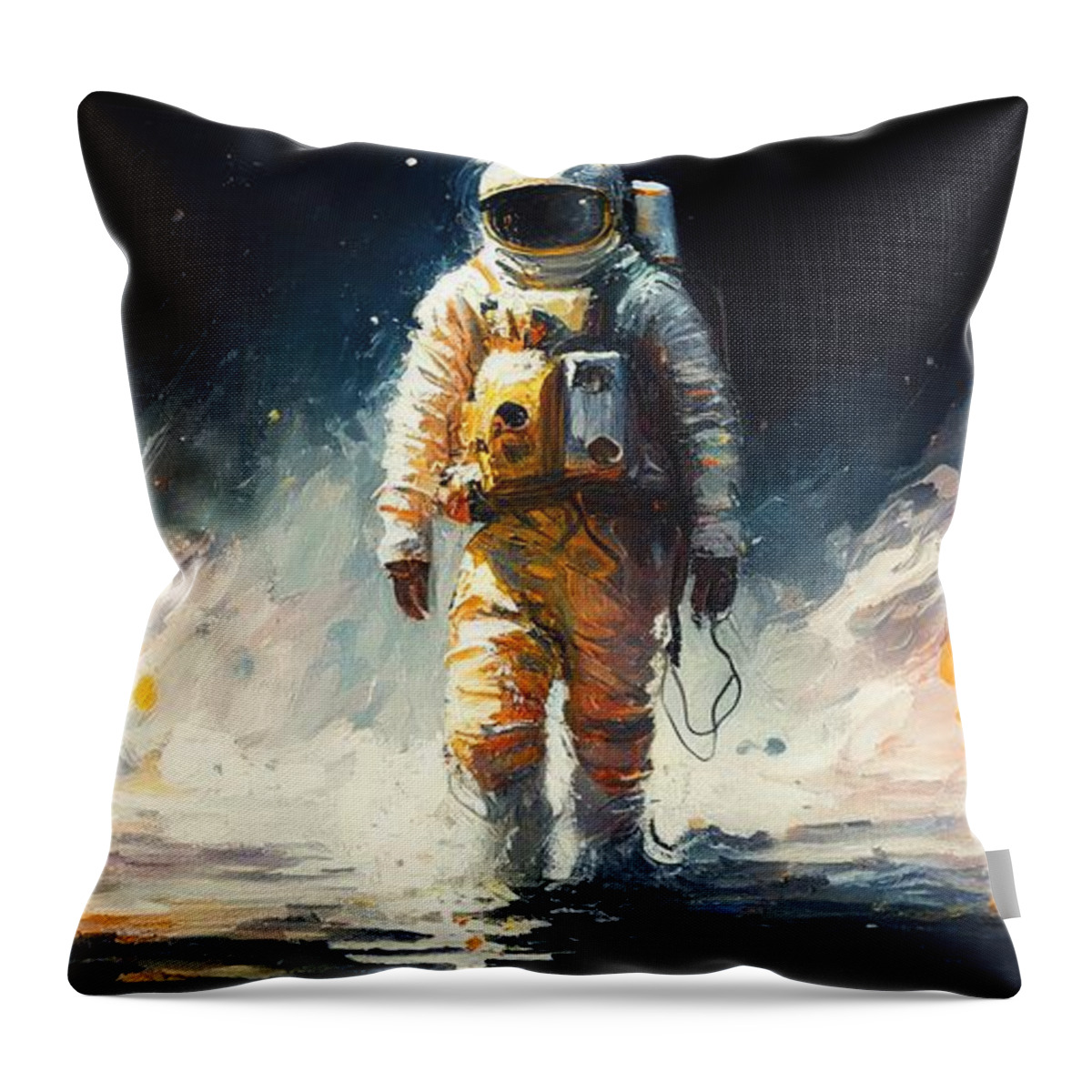 Gateway Throw Pillow featuring the painting Strange Worlds by My Head Cinema