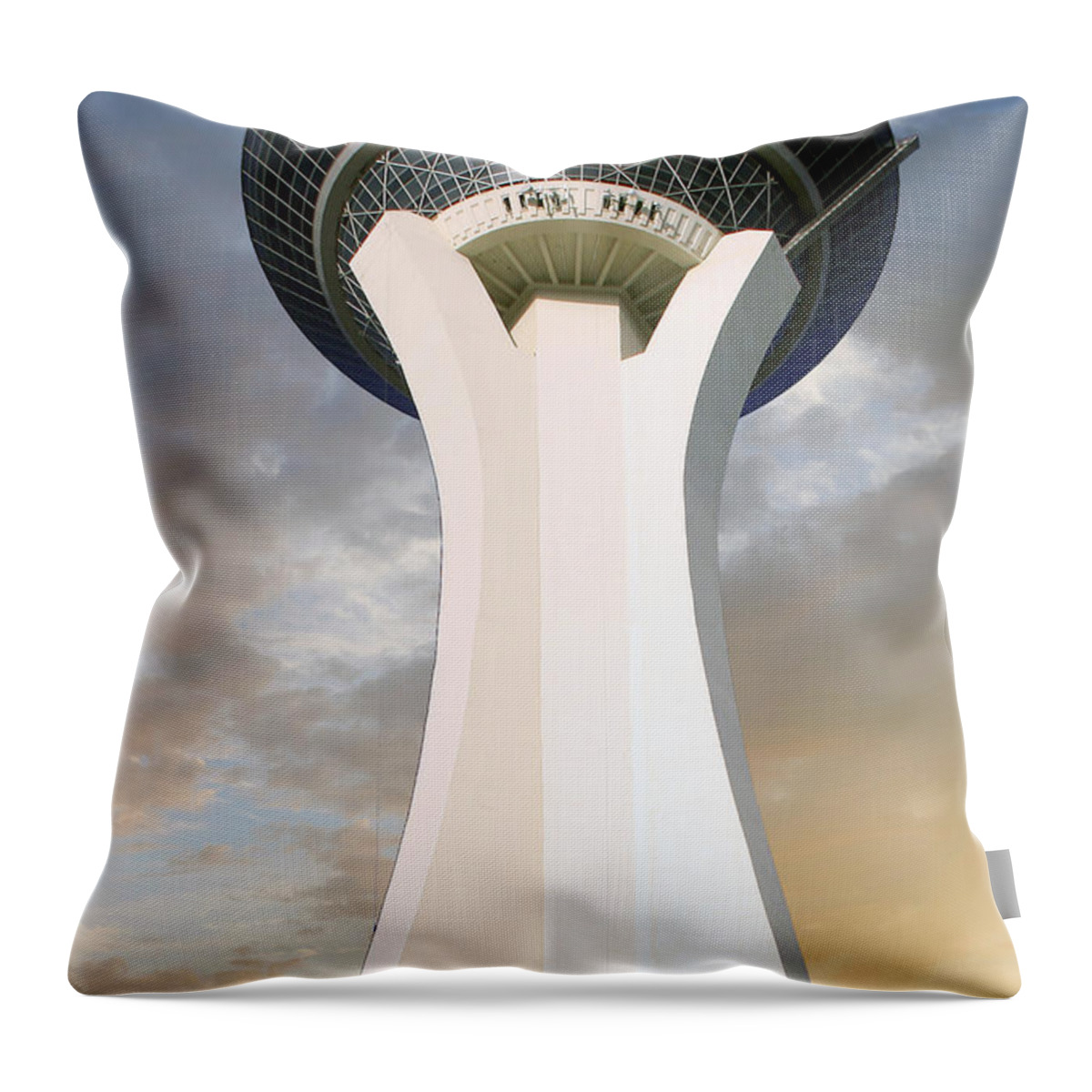 Strat Throw Pillow featuring the photograph Strat Skytower Vegas by Chris Smith