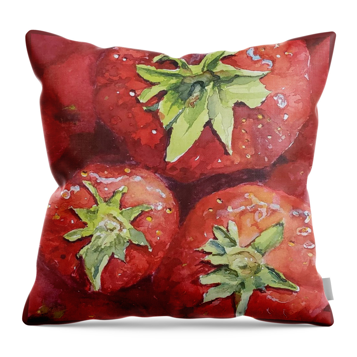 Still Life Throw Pillow featuring the painting Strawberries by Sheila Romard