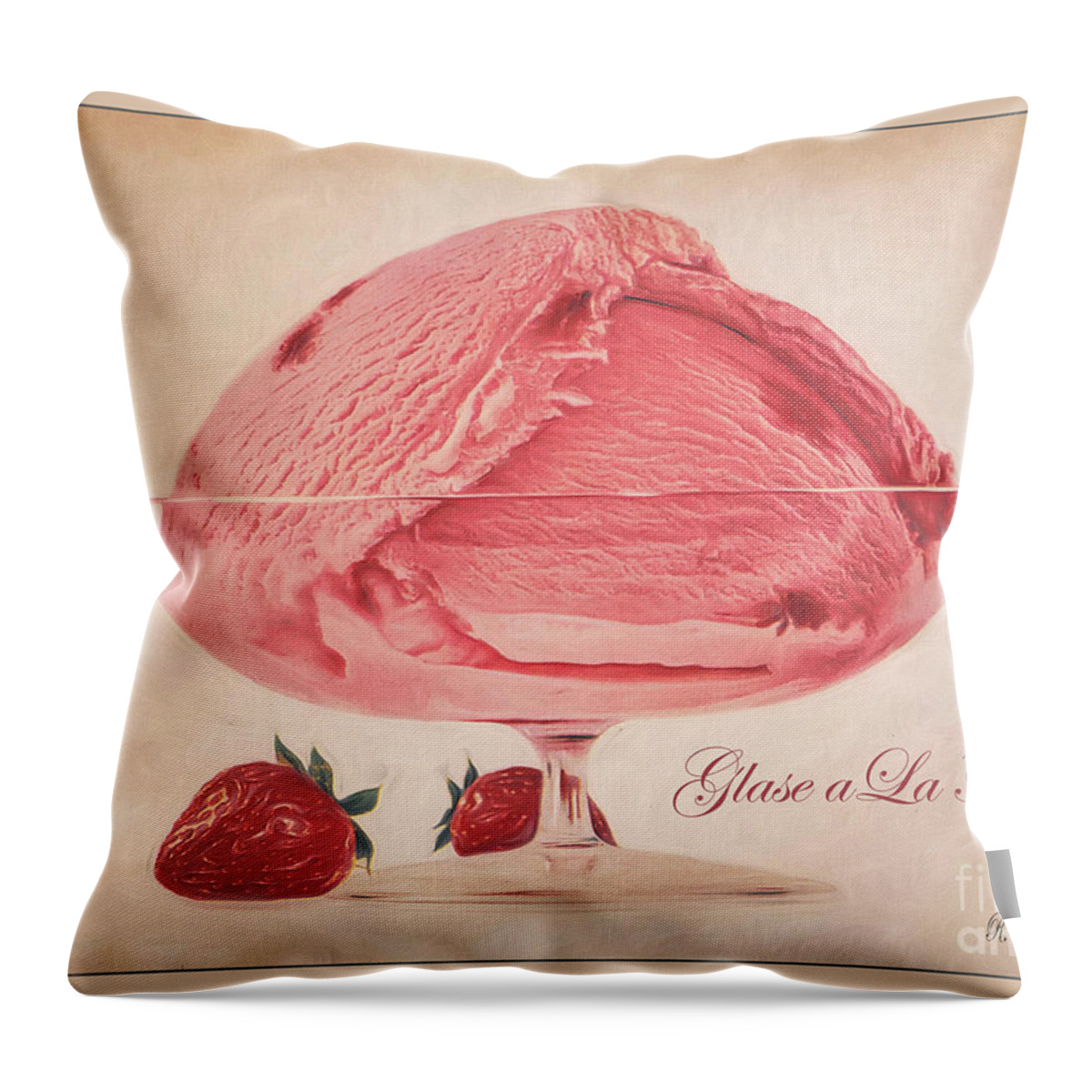 Strawberry Ice Cream Throw Pillow featuring the digital art Strawberry Ice Cream by Rebecca Langen