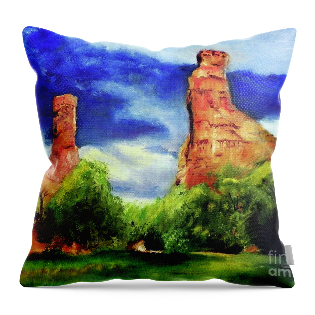 Strawberry Pinnacles Throw Pillow featuring the painting Strawberry Pinnacles by Sherril Porter