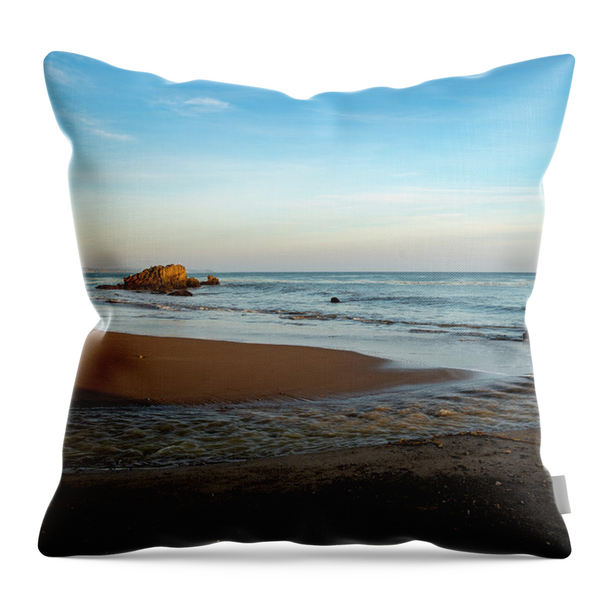 Beach Throw Pillow featuring the photograph Stream Running Across the Beach by Matthew DeGrushe