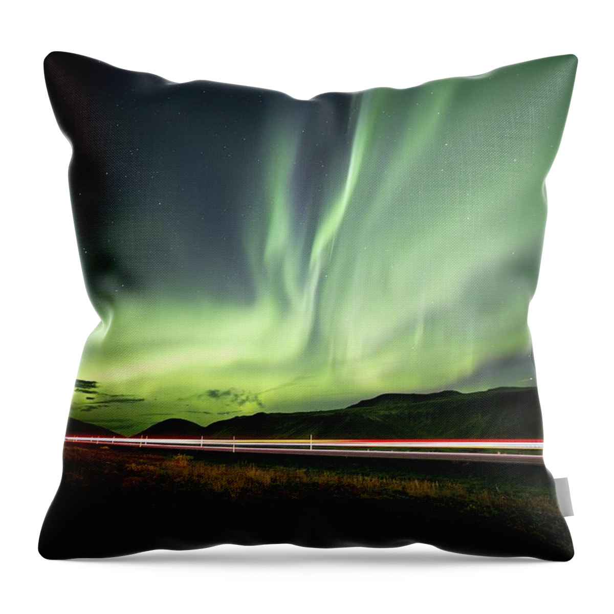 Iceland Throw Pillow featuring the photograph Street lights by Christopher Mathews