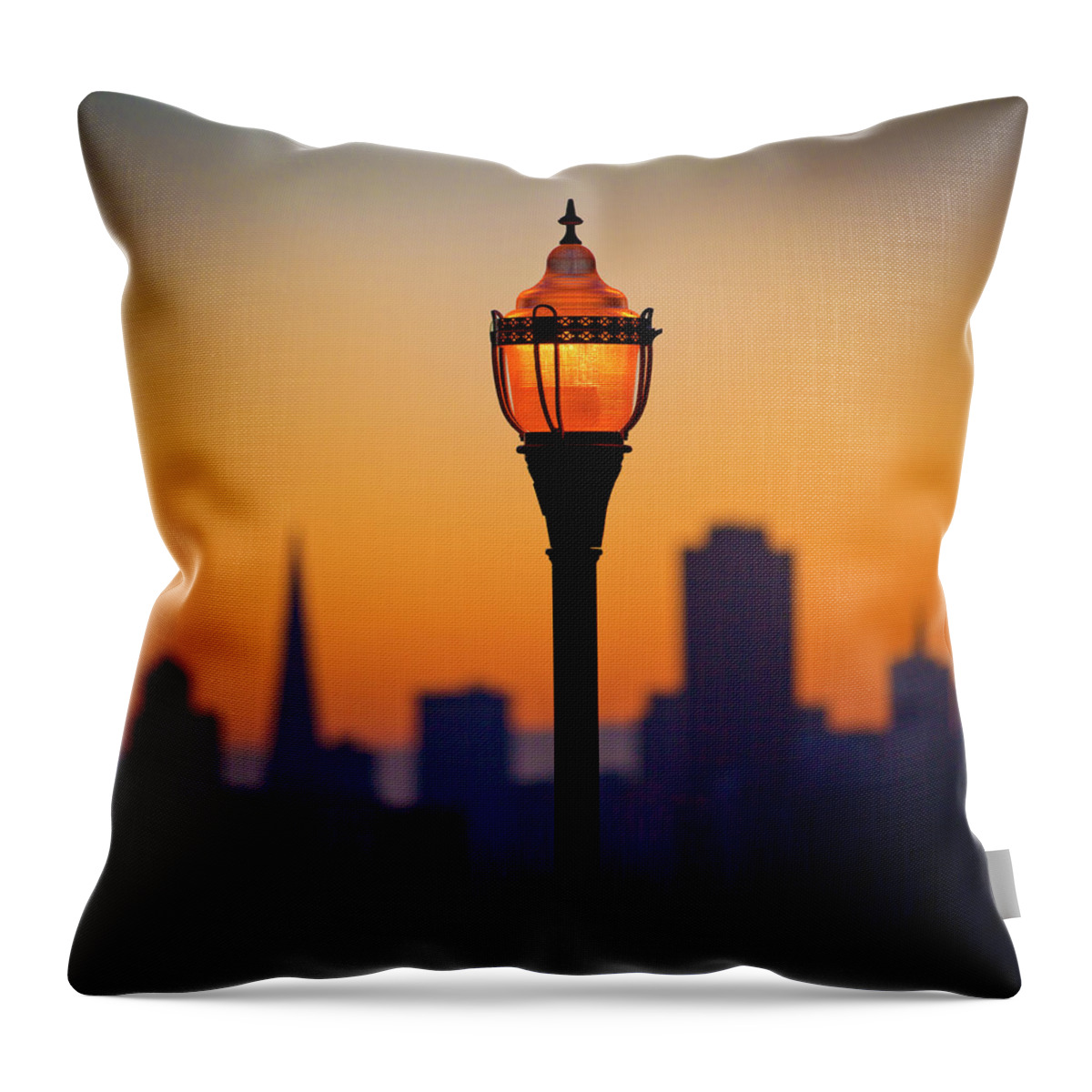 Streetlight Throw Pillow featuring the photograph Streetlight, San Francisco by Donald Kinney