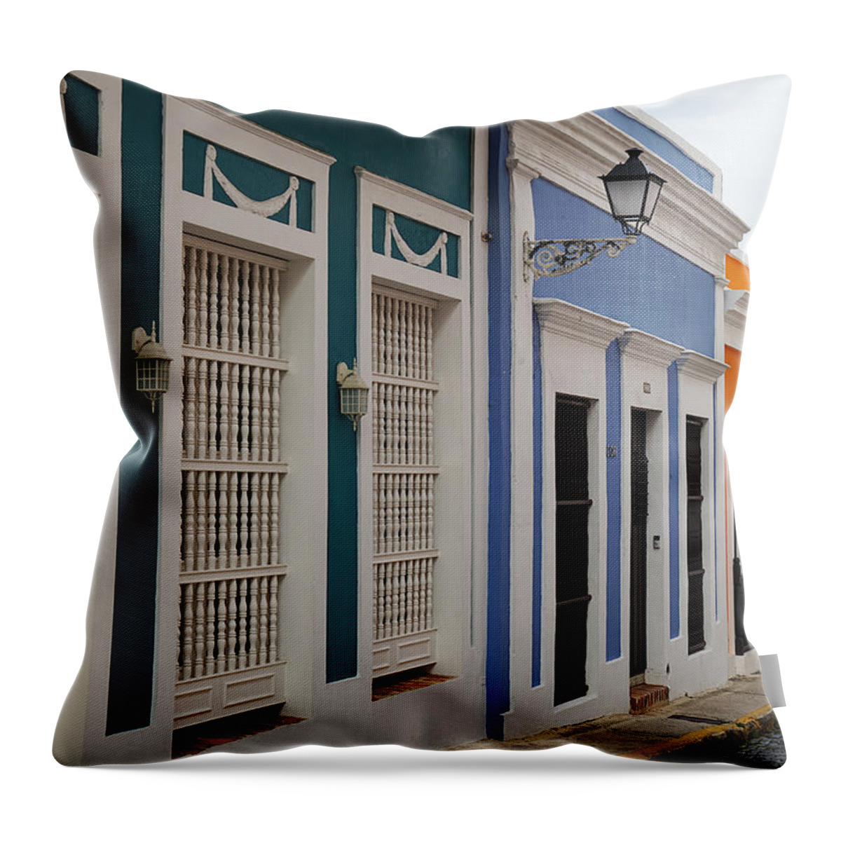 Richard Reeve Throw Pillow featuring the photograph Streets of Old San Juan by Richard Reeve