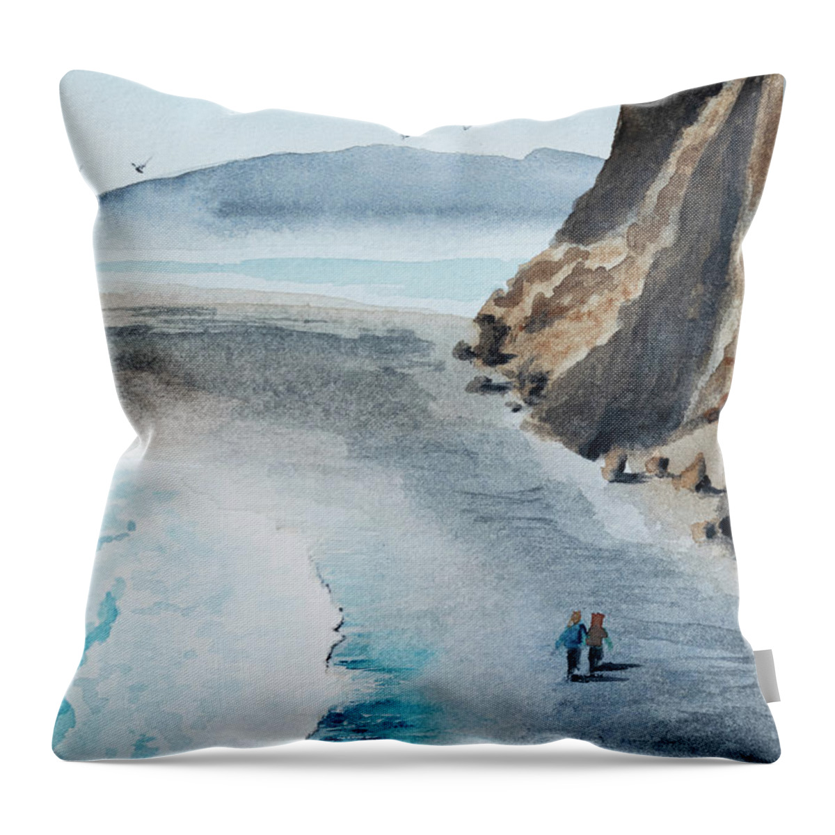 Shore Throw Pillow featuring the painting Strolling the Shore by Bonny Puckett