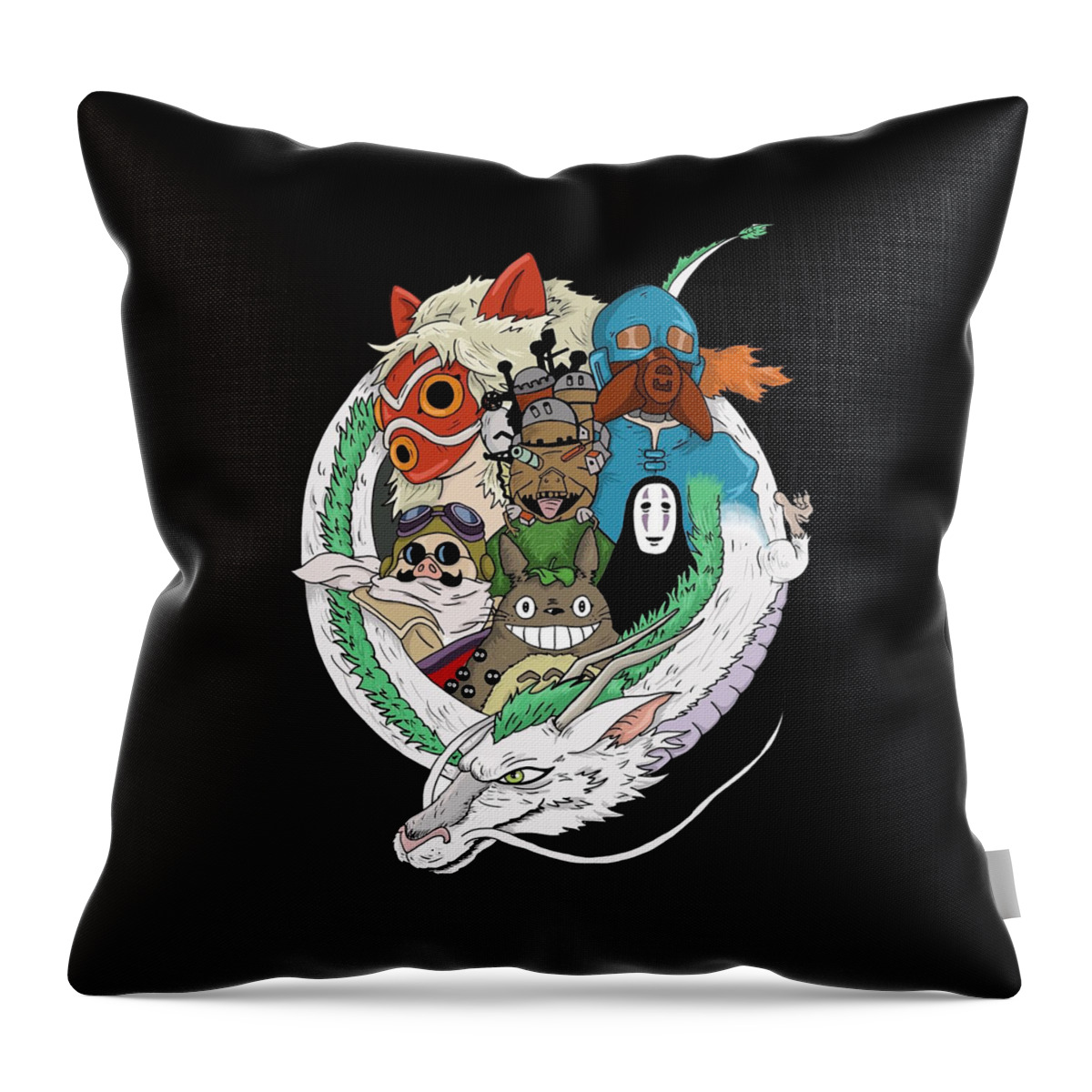 Studio Ghibli Throw Pillow featuring the digital art Studio Ghibli by Dyah Kurmo
