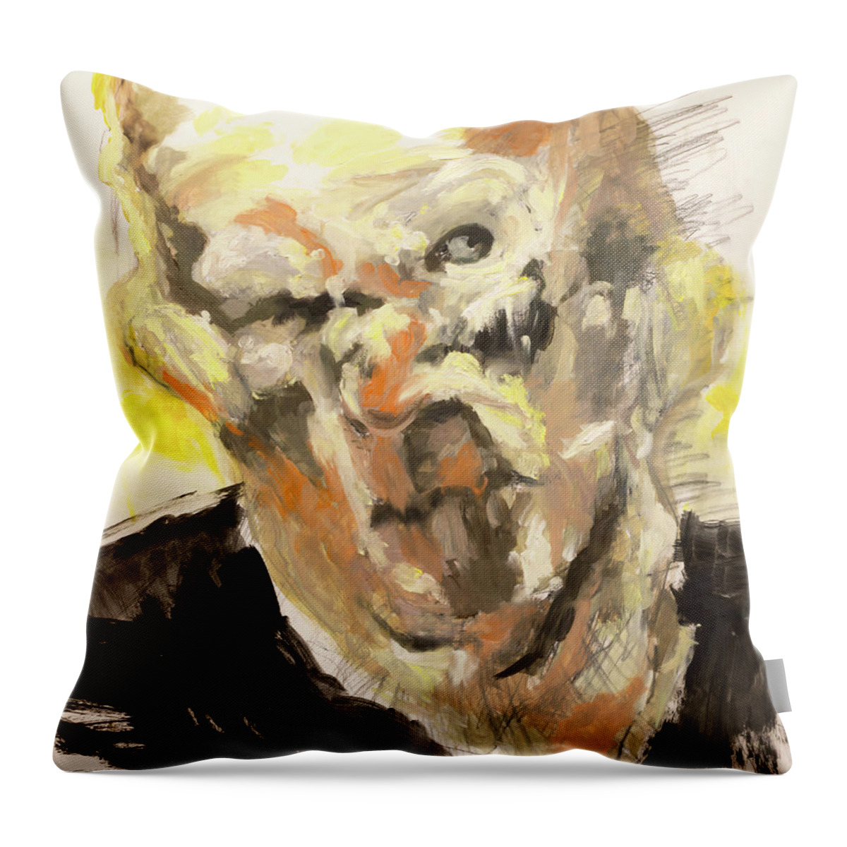 #artandtruecrime Throw Pillow featuring the painting Study of an Unknown Inmate 8 by Veronica Huacuja