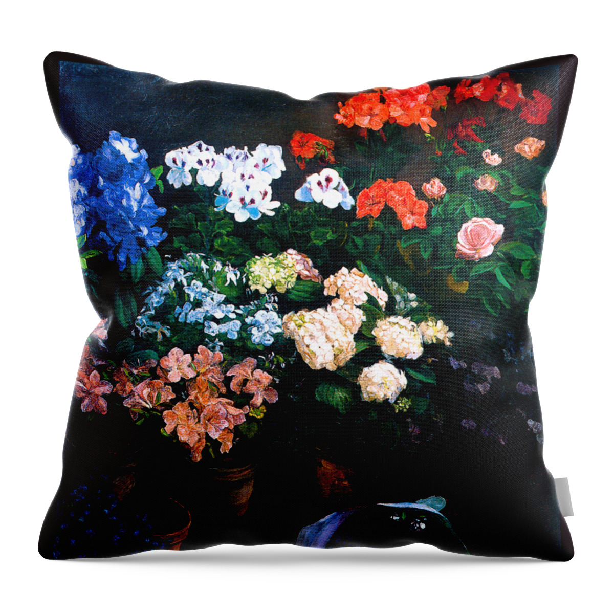 Frederic Throw Pillow featuring the painting Study of Flowers 1866 by Frederic Bazille