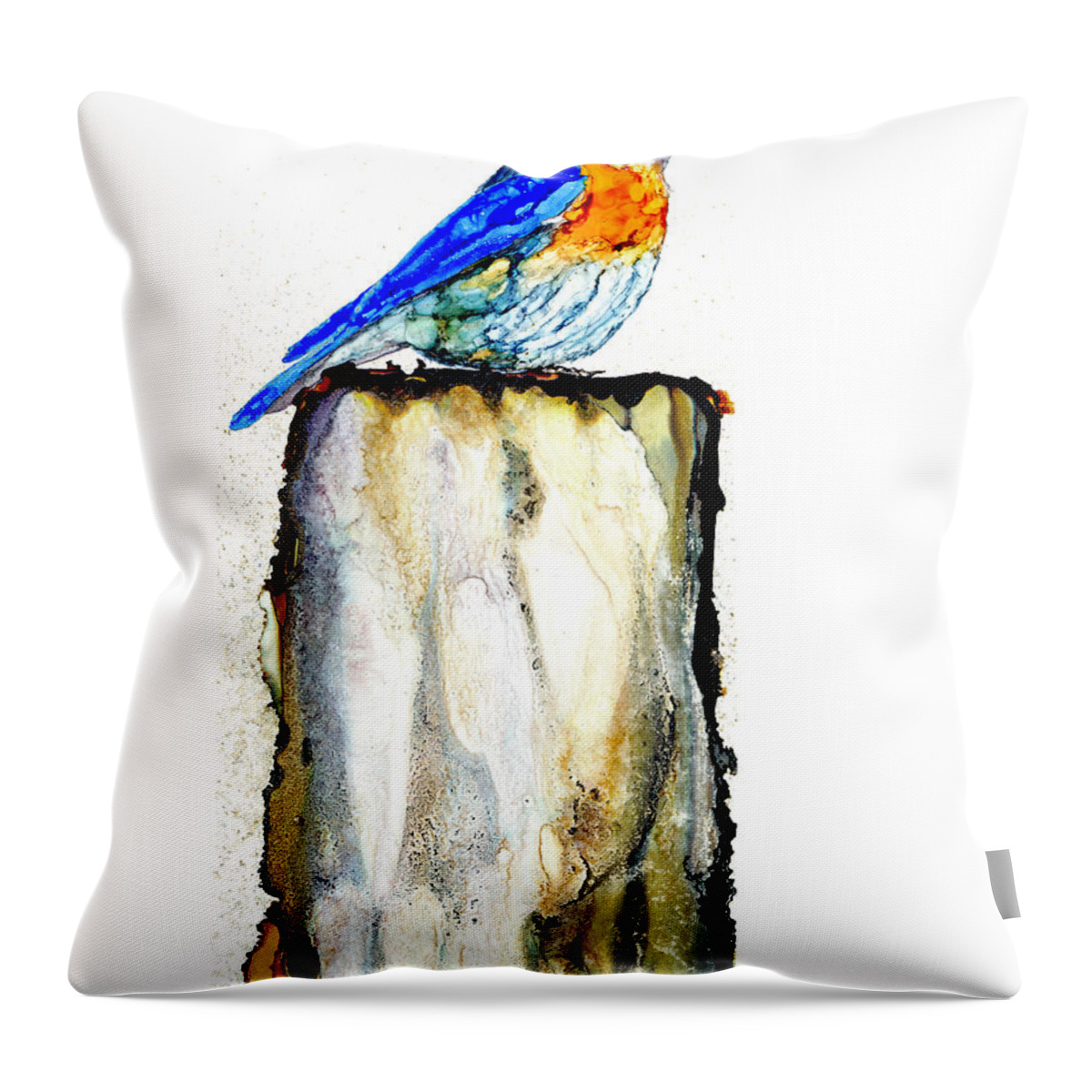Bluebird Throw Pillow featuring the painting Stumped by Jan Killian
