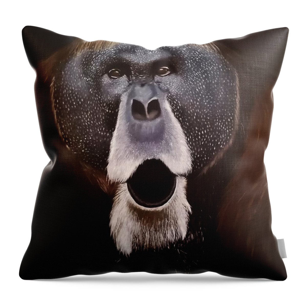 Orang Outang Throw Pillow featuring the painting Stupor by Jean Yves Crispo