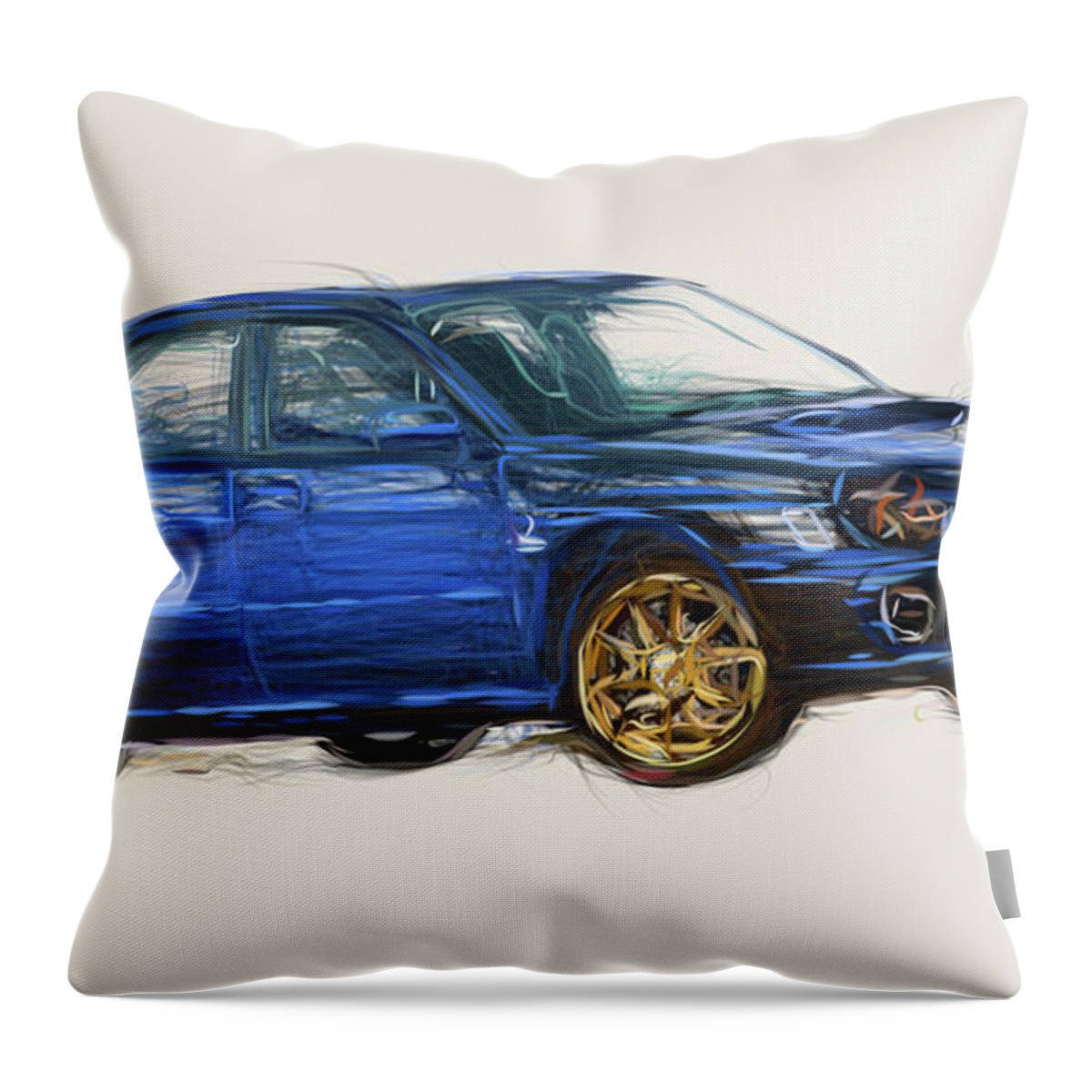 Subaru Throw Pillow featuring the digital art Subaru Impreza WRX Car Drawing by CarsToon Concept