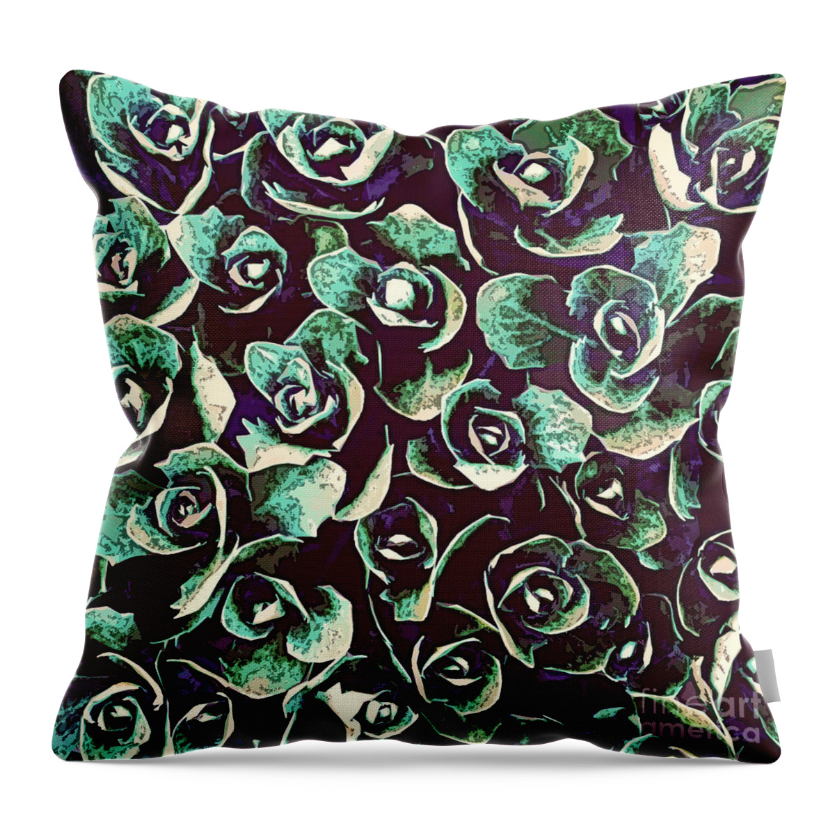 Plants Throw Pillow featuring the digital art Succulent Plant Leaves by Phil Perkins