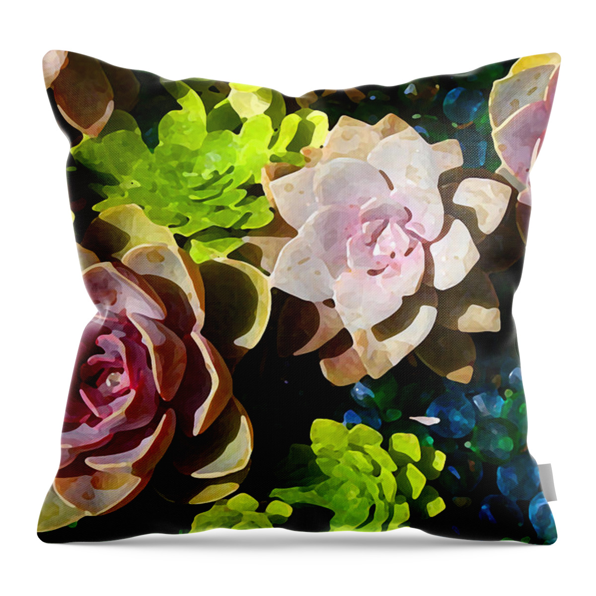  Throw Pillow featuring the painting Succulent Pond 4 by Amy Vangsgard