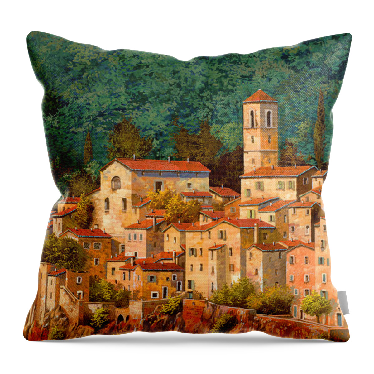 Italian Village Throw Pillow featuring the painting Sull'appennino by Guido Borelli