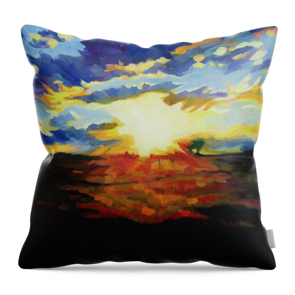 Landscape Throw Pillow featuring the painting Summer Evening by Amanda Schwabe