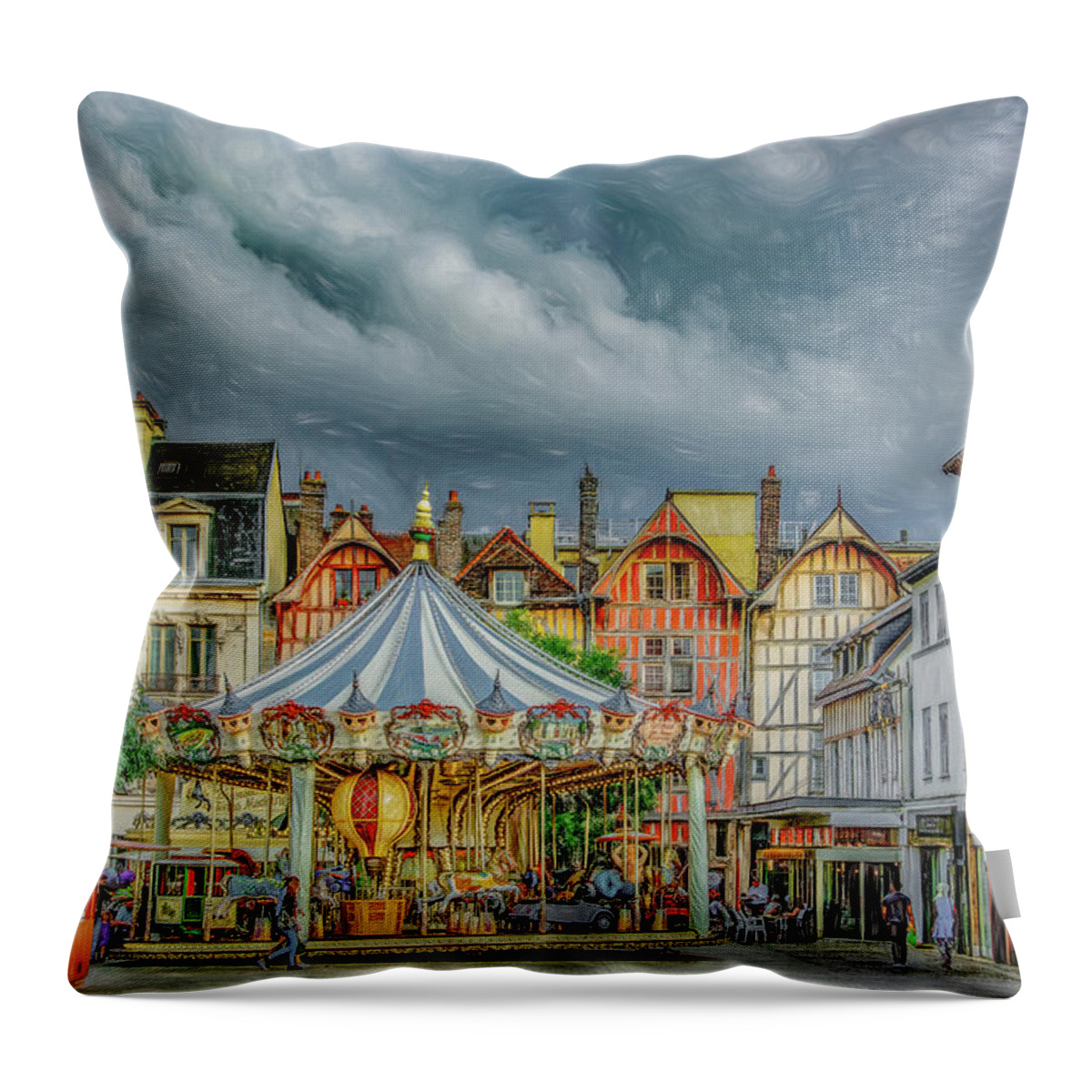 Troyes Throw Pillow featuring the photograph Summer in Troyes, France by Marcy Wielfaert