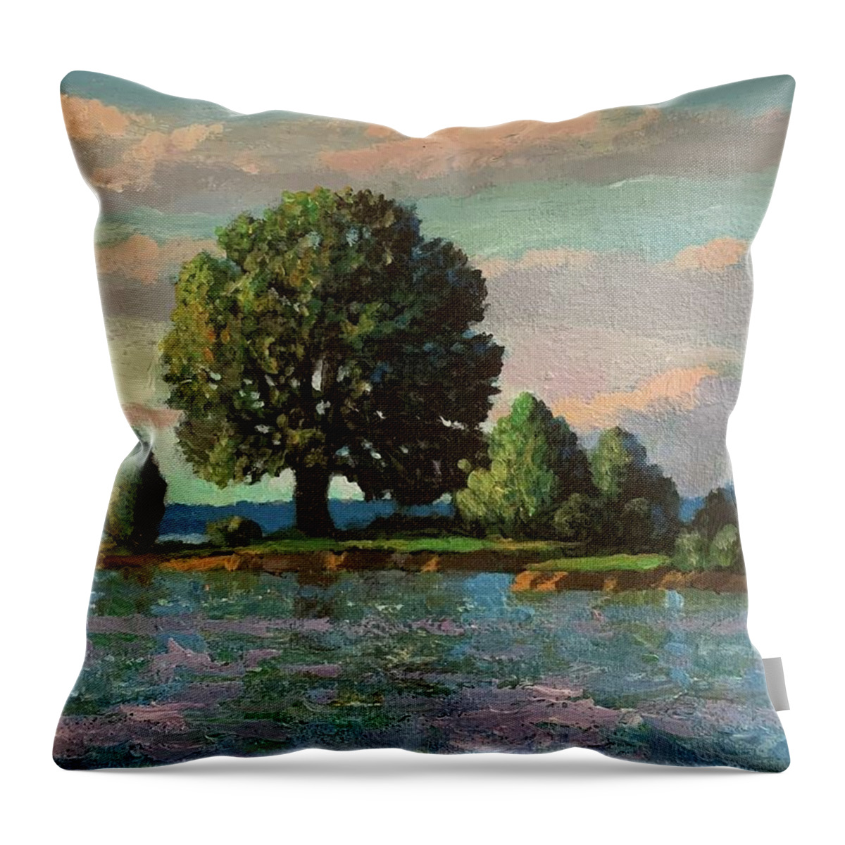 Columbia Sc Throw Pillow featuring the painting Summer off McMeekins Point by Blue Sky