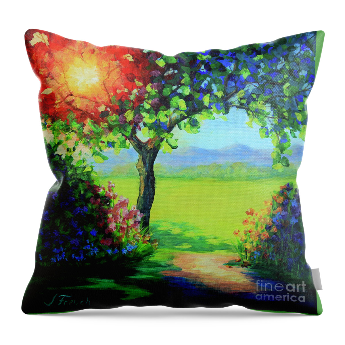 Painting Throw Pillow featuring the painting Summer Path by Jeanette French