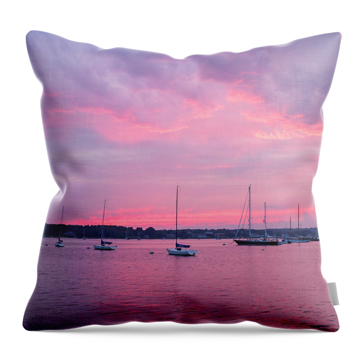Pink Throw Pillow featuring the photograph Summer Sailboats Stonington by Marianne Campolongo