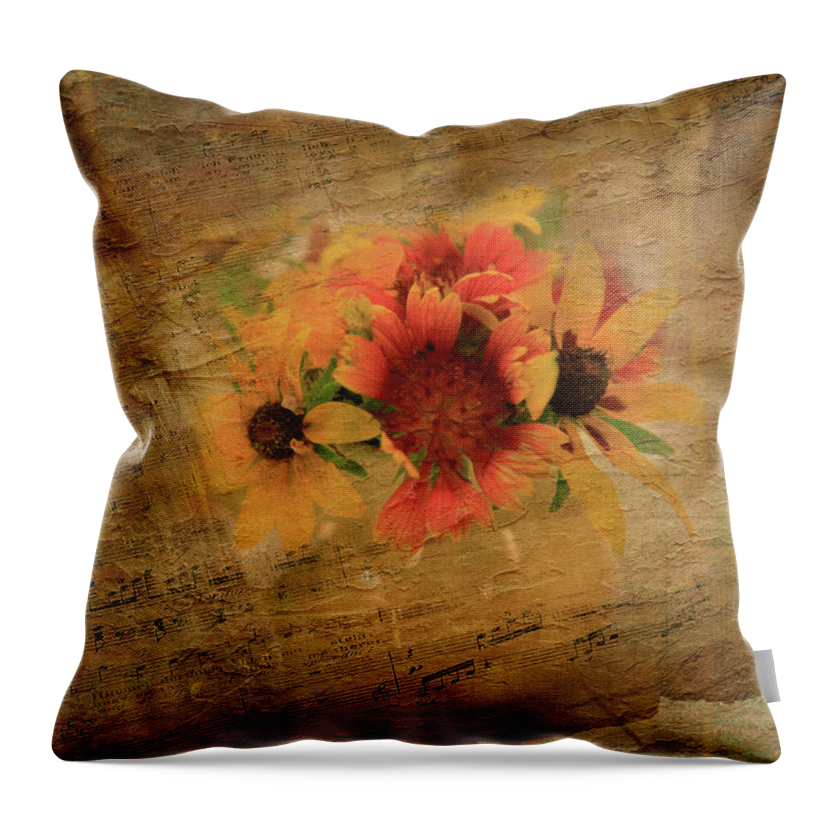 Sunflowers Throw Pillow featuring the photograph Summer Sun Flowers Song by Toni Hopper