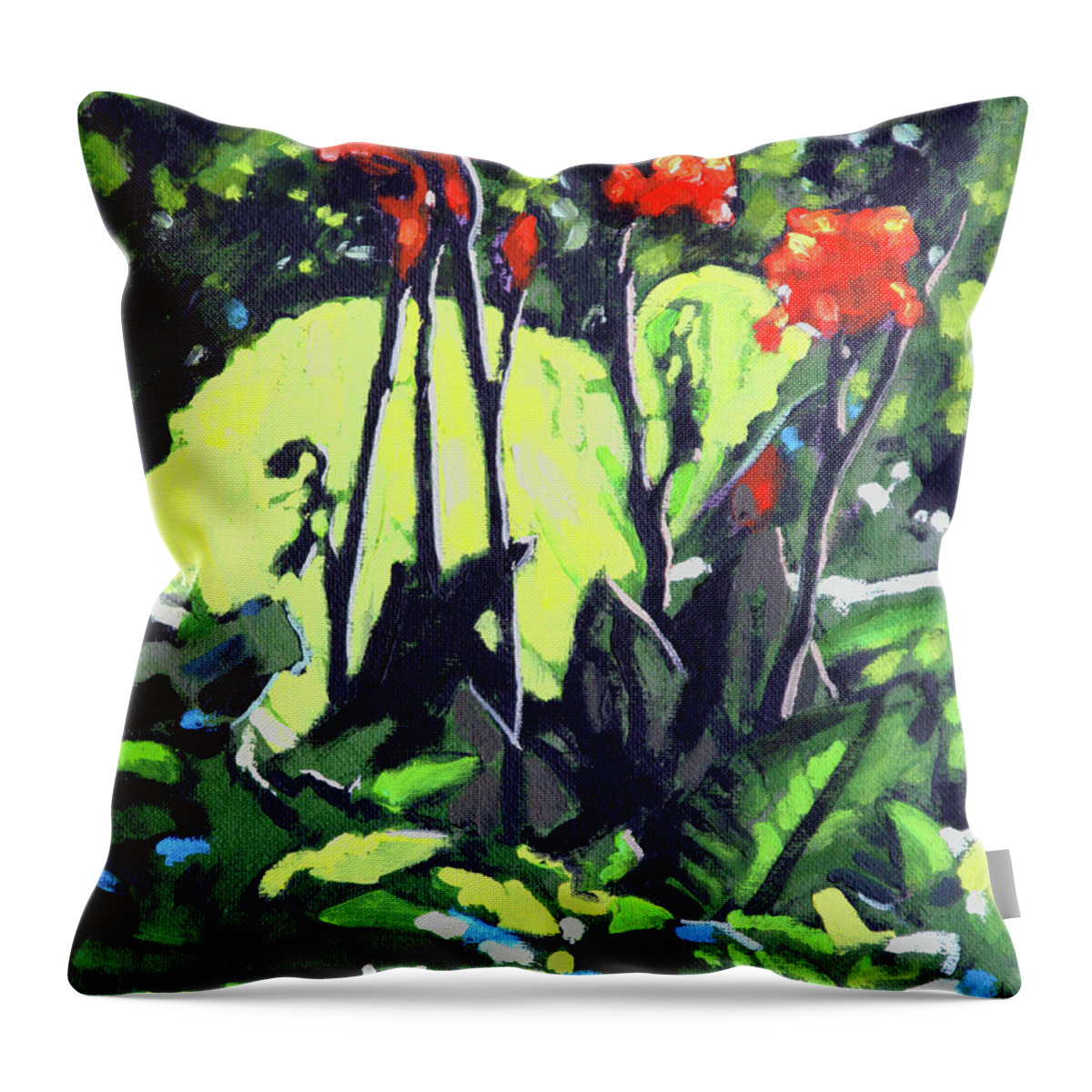 Flowers Throw Pillow featuring the painting Summer Sunlight by John Lautermilch