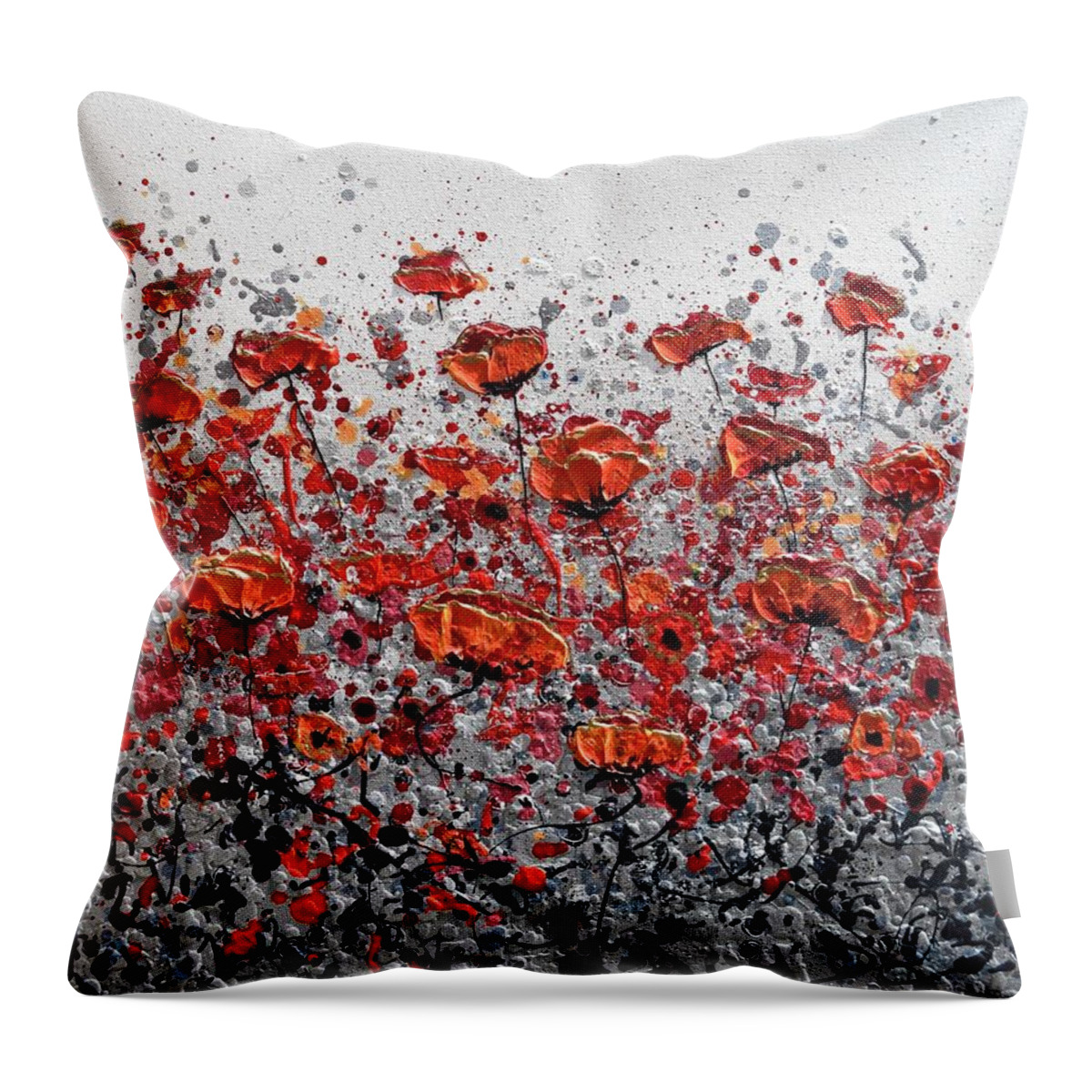 Red Poppies Throw Pillow featuring the painting Summer Time by Amanda Dagg