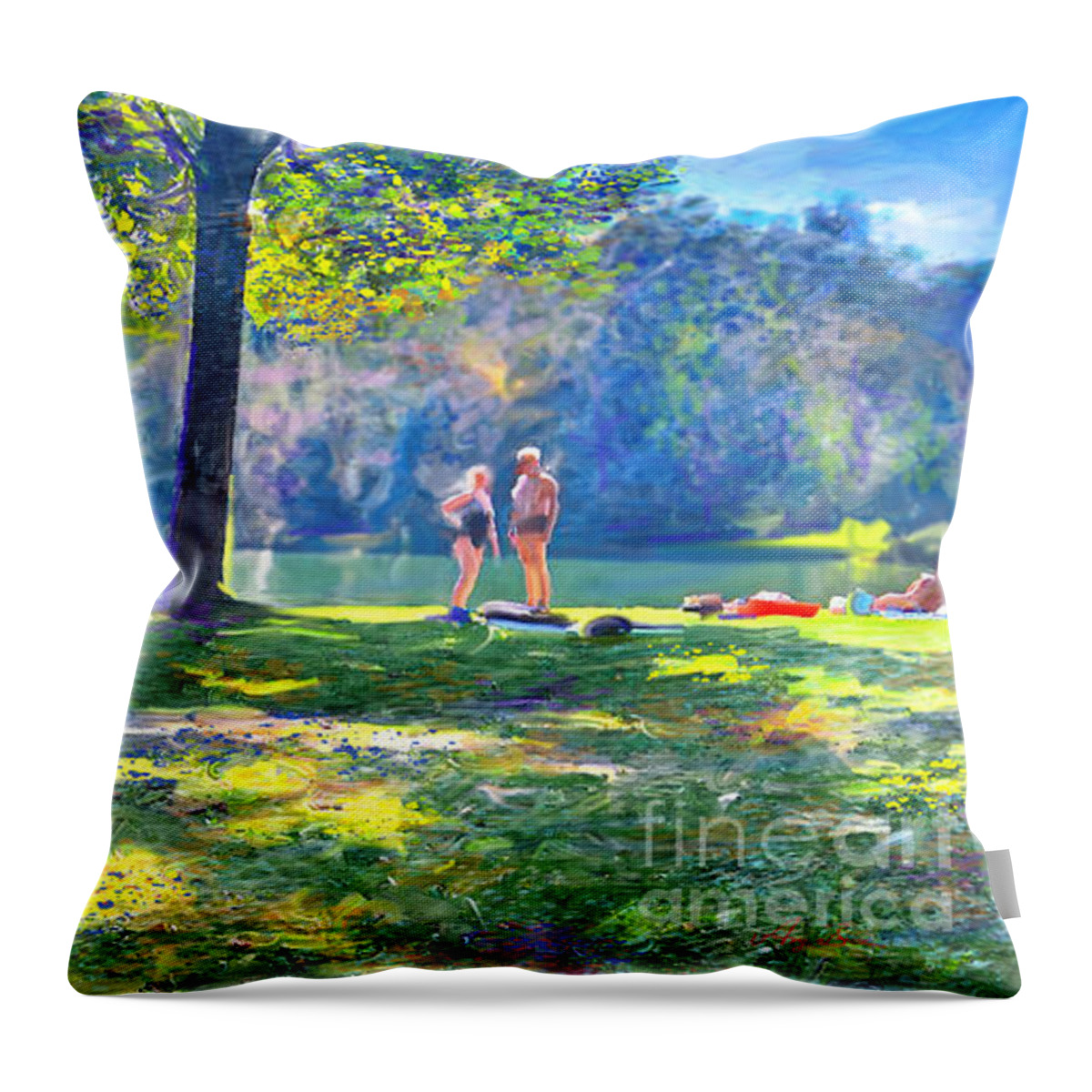 Angiebraun Throw Pillow featuring the painting Summer2020 by Angie Braun