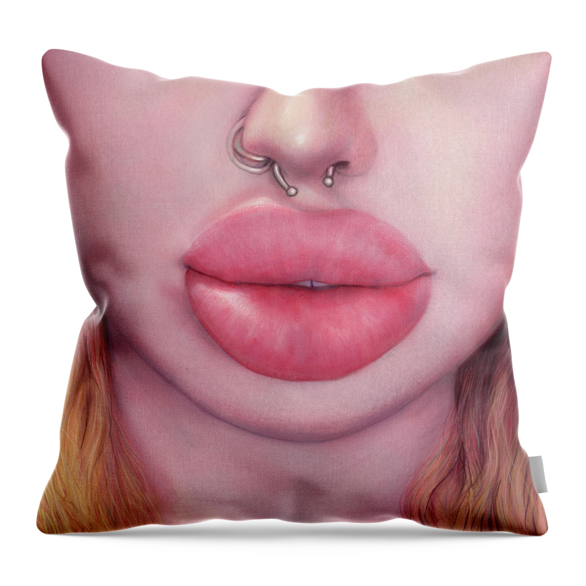 Lips Throw Pillow featuring the painting Summer's Lips by James W Johnson