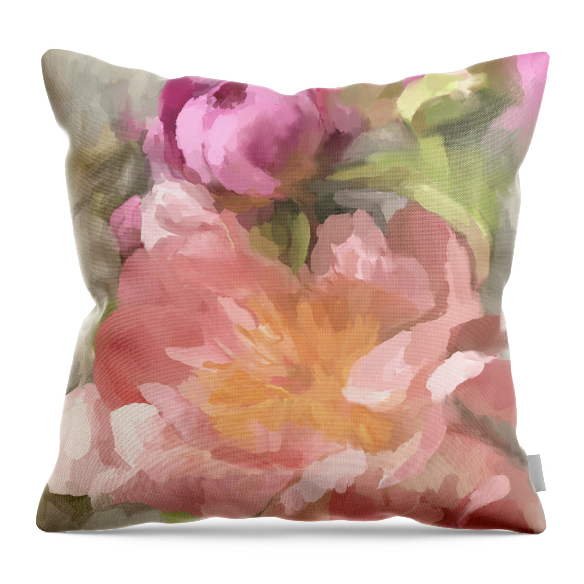 Flowers Throw Pillow featuring the digital art Summertime Blooms 02-Ramona Murdock Art by Ramona Murdock