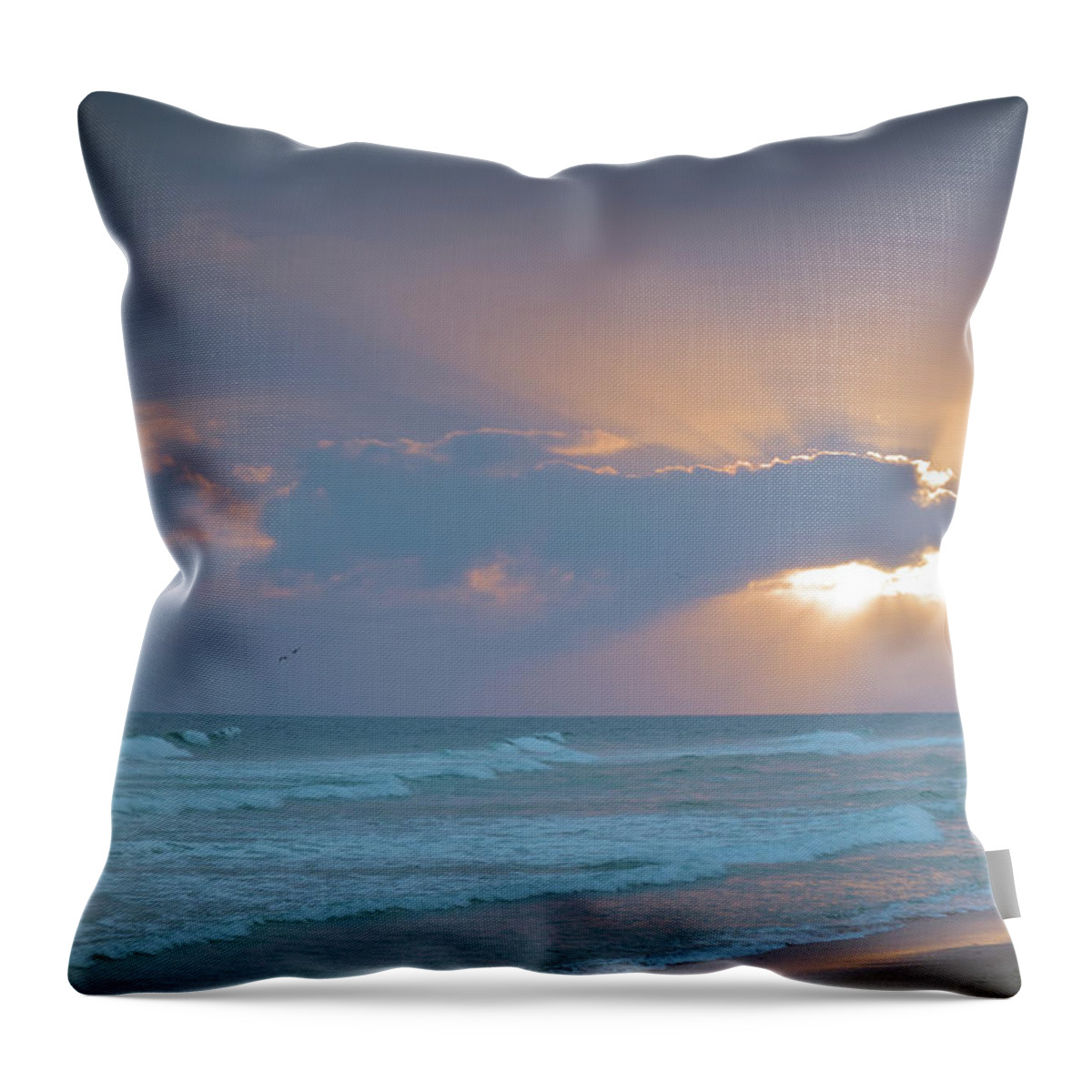 Beach Sunset Throw Pillow featuring the photograph Sun and Clouds in Ilha Deserta. Algarve by Angelo DeVal
