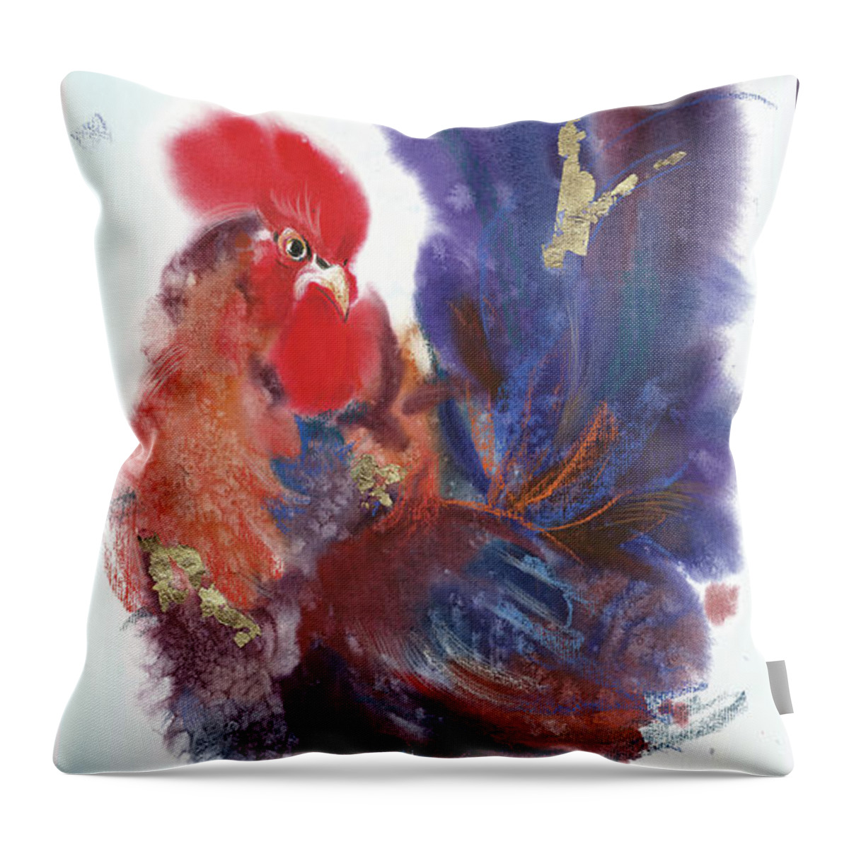 Watercolor Throw Pillow featuring the painting Sun Bird 4 by Tatyana Ponomareva